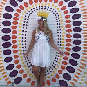 White dress with flower details